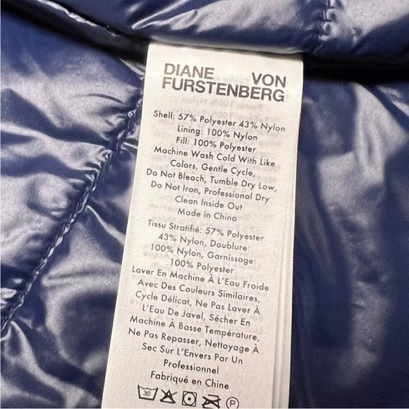 DIANE VON FURSTENBERG Sirena Black Quilted Long Coat $328 Size Medium - Picture 6 of 6